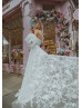 Two Piece Ivory Lace Tulle Floral Wedding Dress